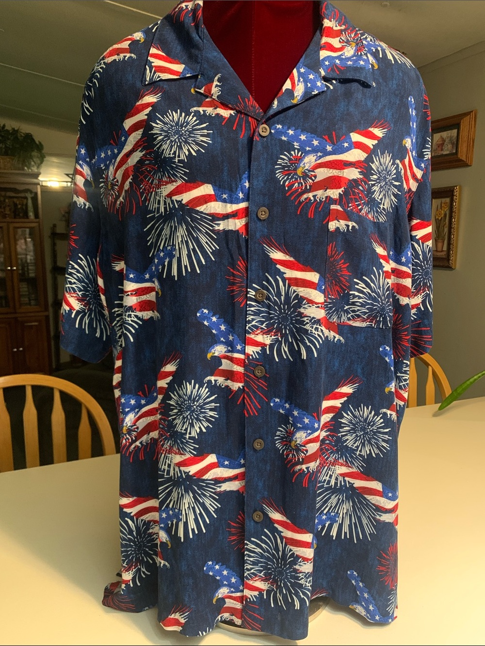 George Men’s Patriotic Eagle & Fireworks Button-Up Shirt